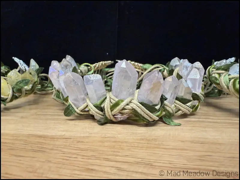 Vine Wrapped Fairy Goddess Quartz Crystal Tiara Crown with Combs - Jewelry