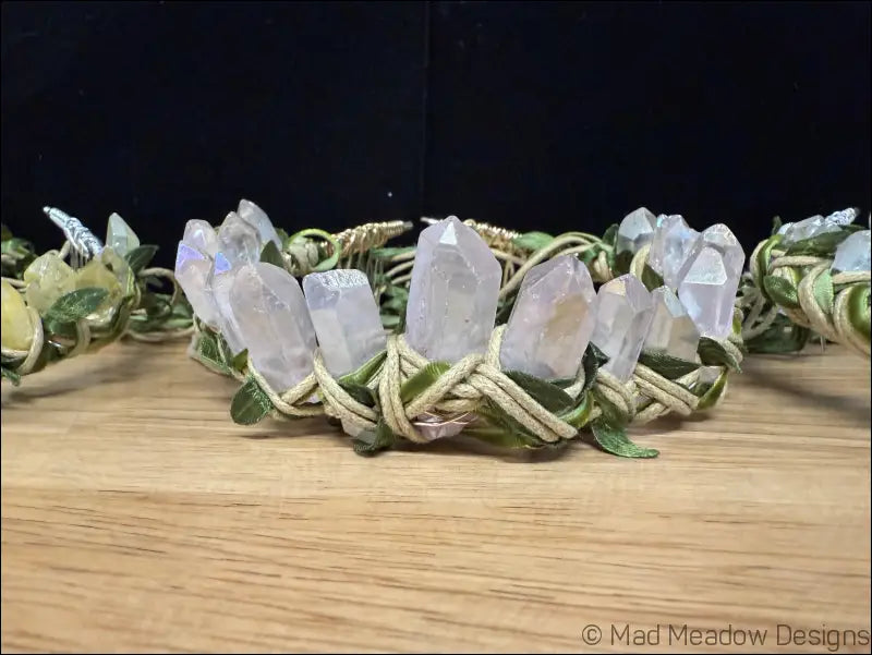 Vine Wrapped Fairy Goddess Quartz Crystal Tiara Crown with Combs - Jewelry