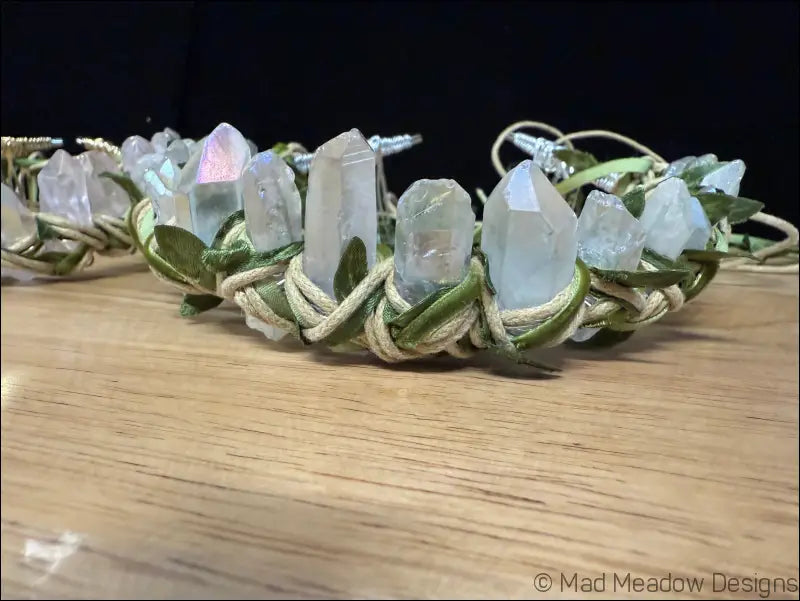 Vine Wrapped Fairy Goddess Quartz Crystal Tiara Crown with Combs - Jewelry