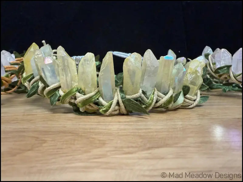 Vine Wrapped Fairy Goddess Quartz Crystal Tiara Crown with Combs - Jewelry