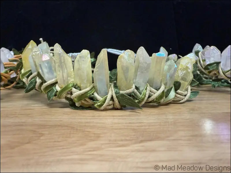 Vine Wrapped Fairy Goddess Quartz Crystal Tiara Crown with Combs - Jewelry