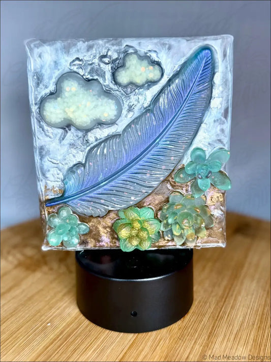 Whimsical Feather Nightlight with Glowing Flowers for a Dreamy Sanctuary - Light