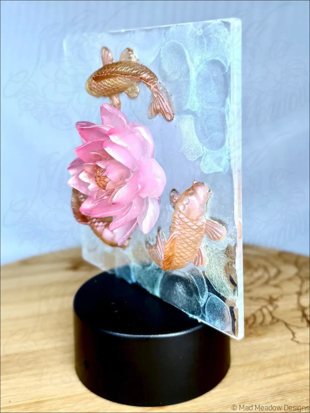 Whimsical Glowing Orange Koi Fish Pond with Pink Lotus Flower RGB Color Change Night Light (Copy) - Light