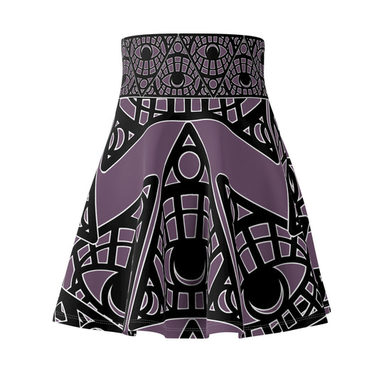 Mystic Eye Tribal Skater Skirt — Grape Allover Print