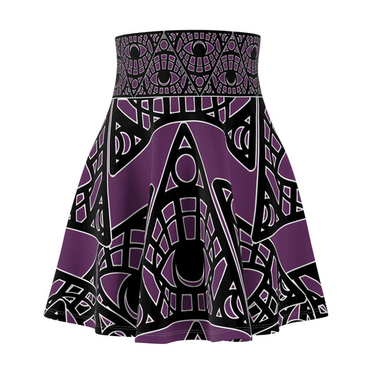 Mystic Eye Tribal Skater Skirt — Eggplant Allover Print