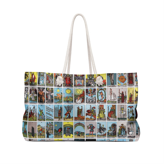 Tarot Card Collage Weekender Bag — Vintage Esoteric Travel Tote