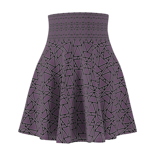 Grape Elemental Column Pattern Women's Skater Skirt — Column Repeat AOP