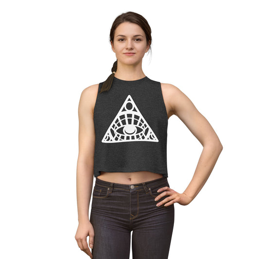 All-Seeing Eye Triangle Crop Top — Women's Mystical Graphic Tank