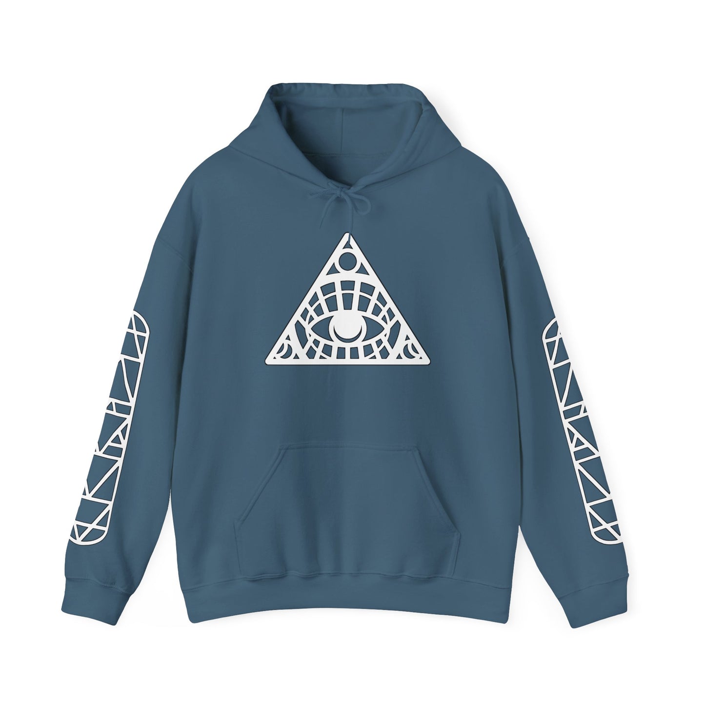 All-Seeing Eye Triangle Hoodie — Geometric Occult Graphic Pullover