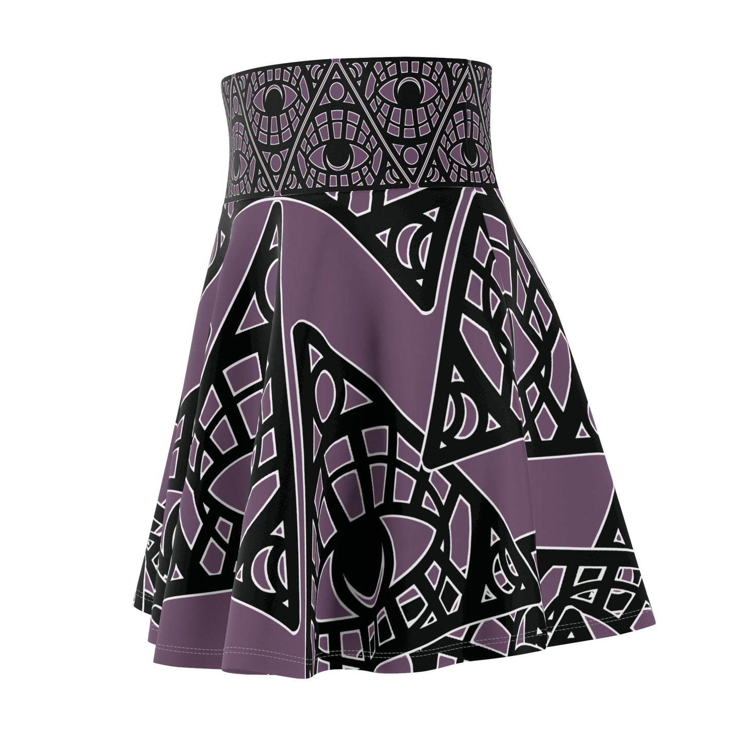 Mystic Eye Tribal Skater Skirt — Grape Allover Print
