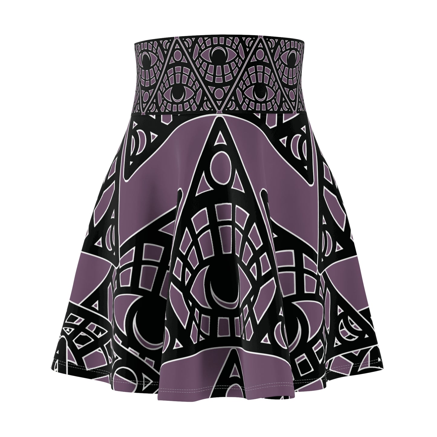 Mystic Eye Tribal Skater Skirt — Grape Allover Print