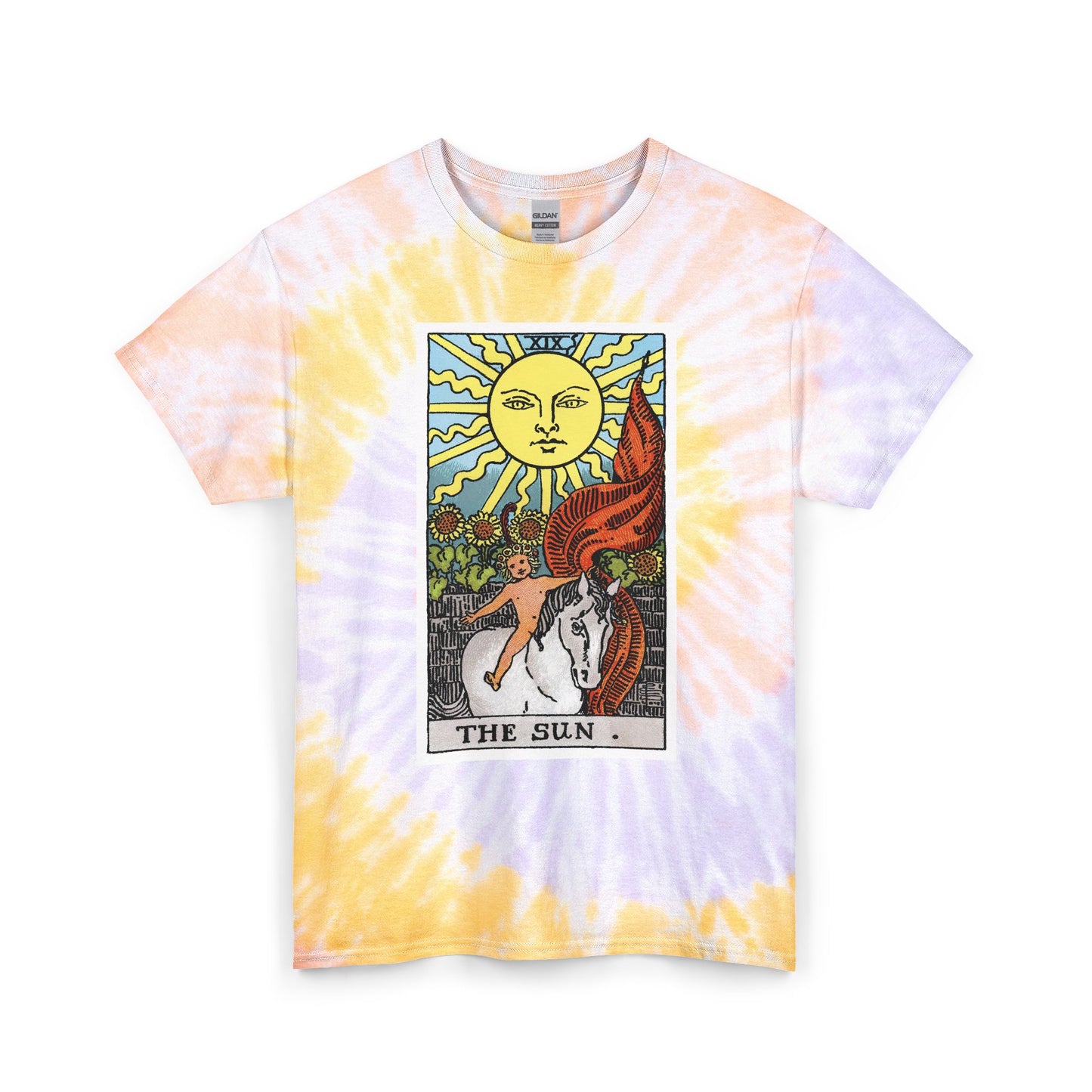 Tarot Sun & Moon Tie-Dye T-Shirt — Celestial Vintage Card Graphic Tee