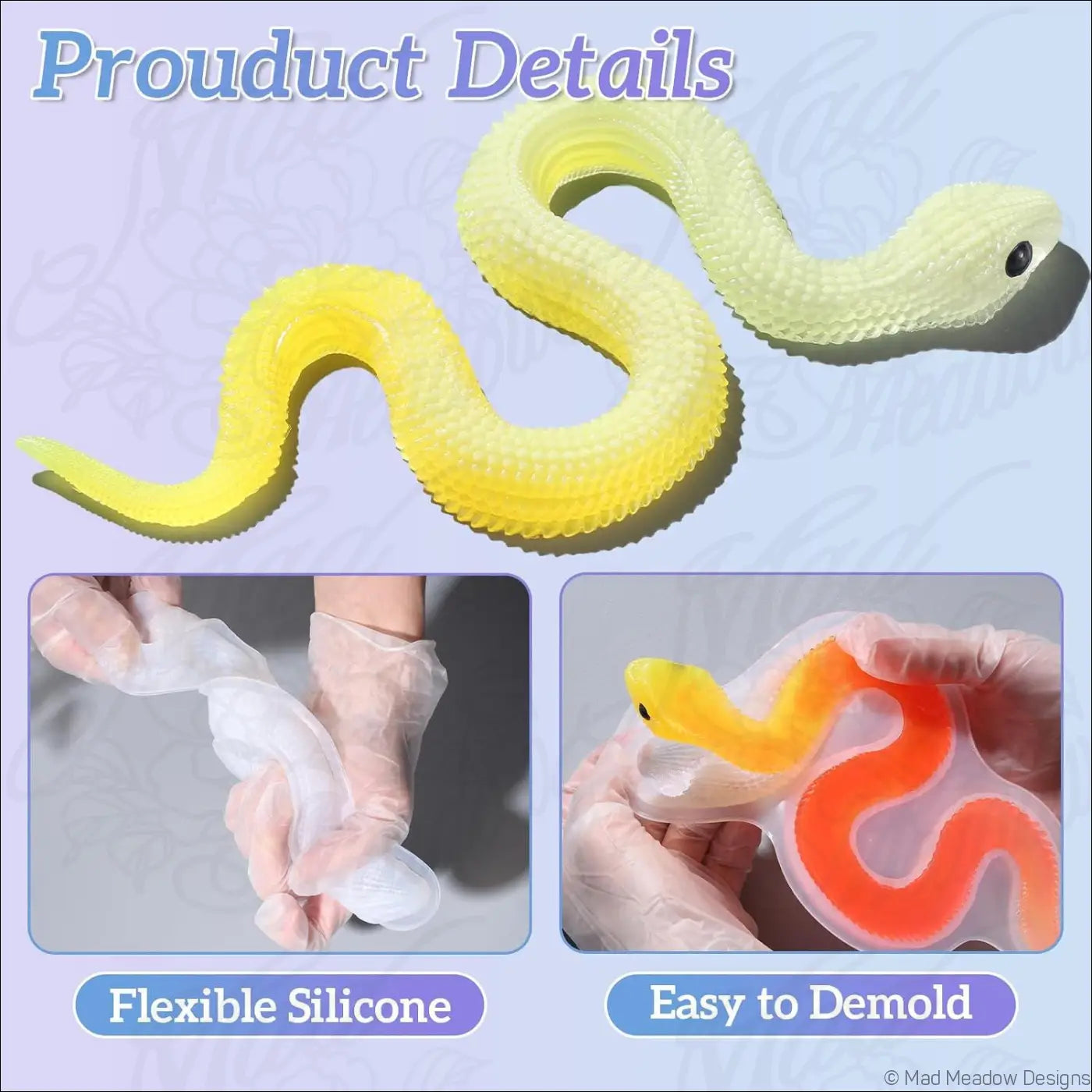 2Pcs Snake Resin Molds Flexible Silicone Molds (Large Small)