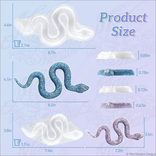2Pcs Snake Resin Molds Flexible Silicone Molds (Large Small)