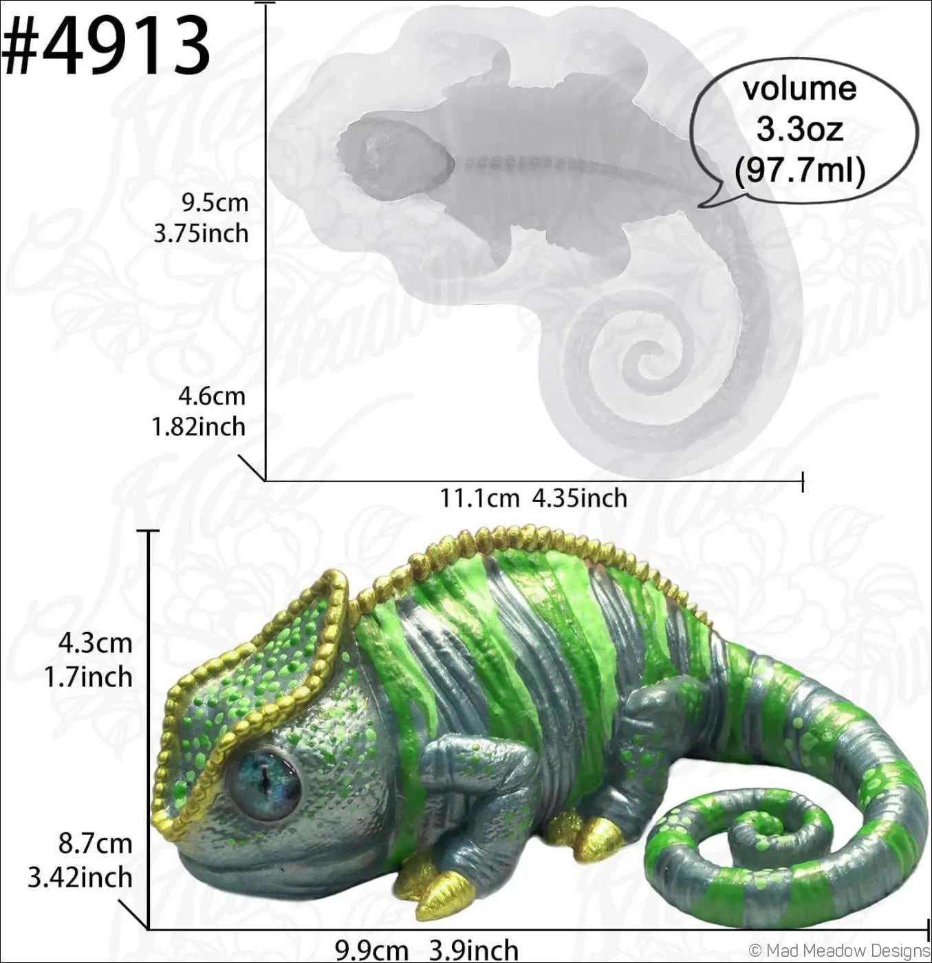3Pcs Lizard Resin Silicone Mold Chameleon Animal Epoxy Resin Casting Palm Size