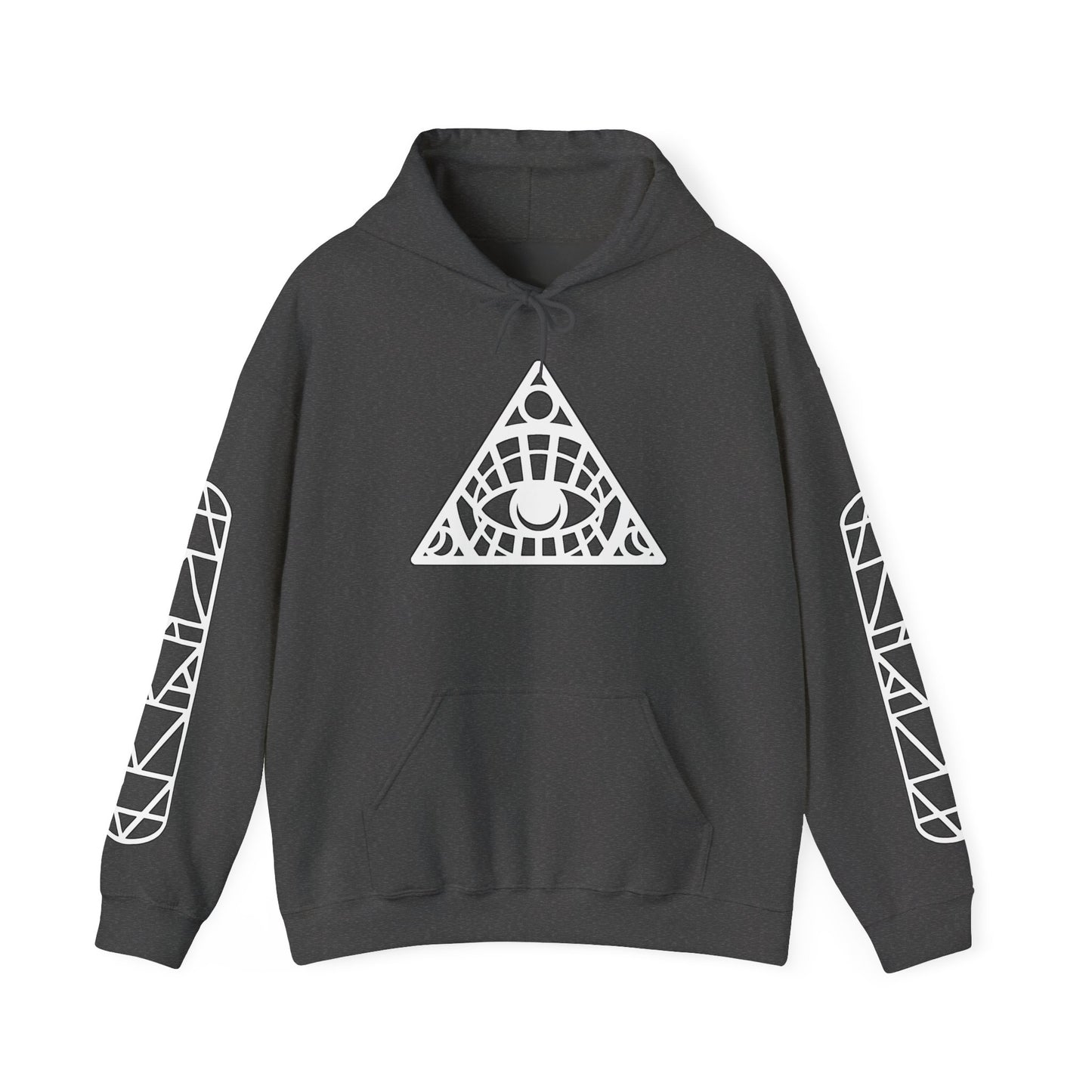 All-Seeing Eye Triangle Hoodie — Geometric Occult Graphic Pullover