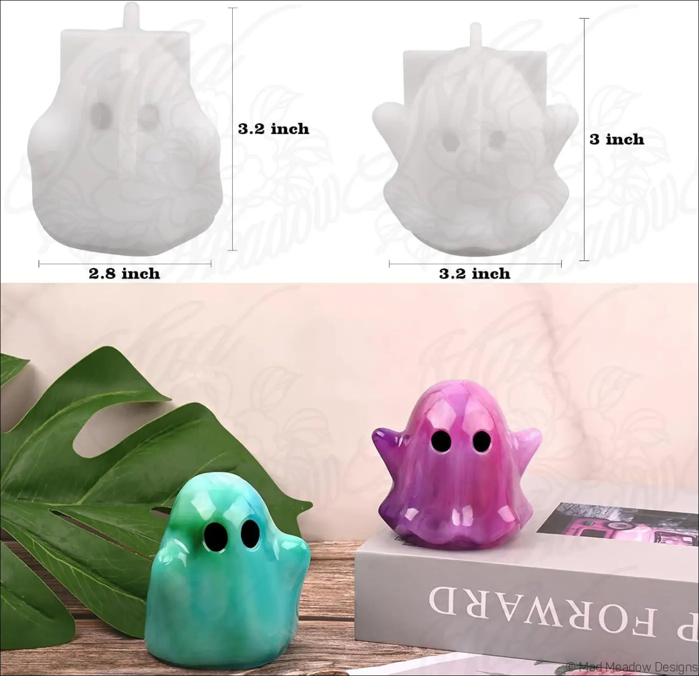 6pc 3D Ghost Resin Molds – Halloween Silicone Epoxy Casting Mold Set (2 Styles)