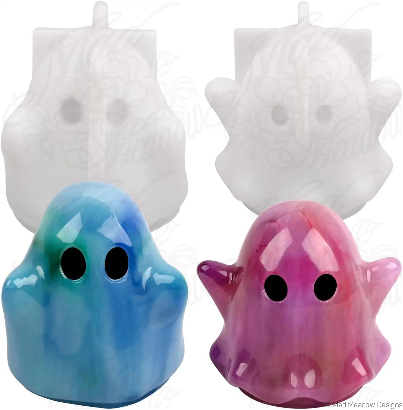 6pc 3D Ghost Resin Molds – Halloween Silicone Epoxy Casting Mold Set (2 Styles)