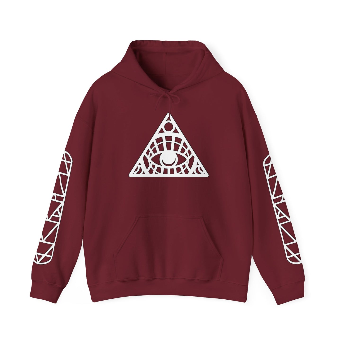 All-Seeing Eye Triangle Hoodie — Geometric Occult Graphic Pullover