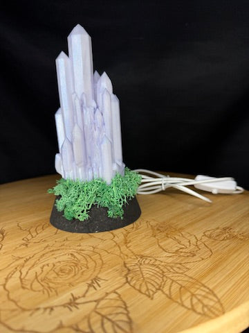 Large Resin Crystal Cluster on Mossy RGB Color Change Base