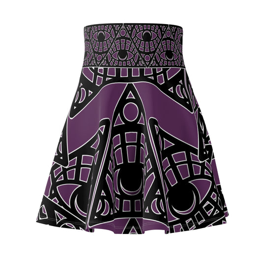Mystic Eye Tribal Skater Skirt — Eggplant Allover Print