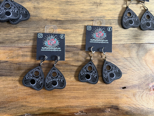 Ouija Planchette Laser Cut/Engraved Plexiglass Earrings