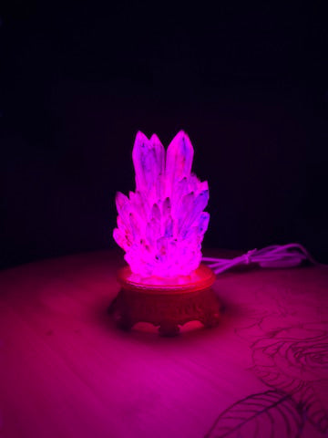 Purple Crystal Cluster RGB LED USB Light Hand Inked 3D Printed Resin on Intricate Base