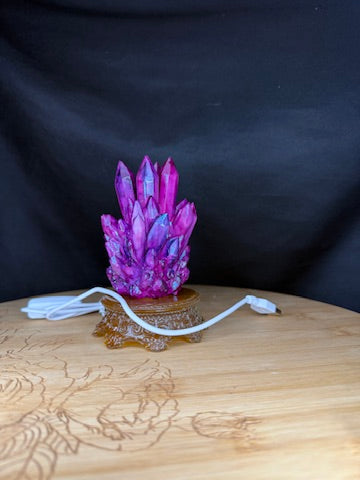 Purple Crystal Cluster RGB LED USB Light Hand Inked 3D Printed Resin on Intricate Base