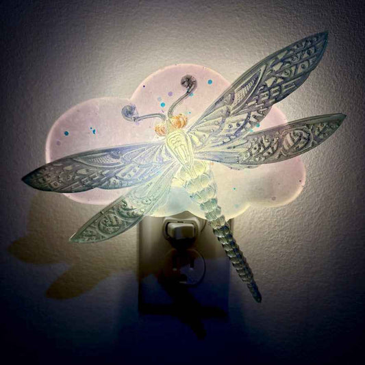 Dragonfly in the Clouds Wall Night Light on Plug-In Base