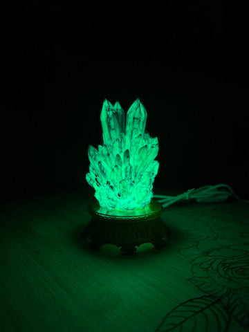 Purple Crystal Cluster RGB LED USB Light Hand Inked 3D Printed Resin on Intricate Base