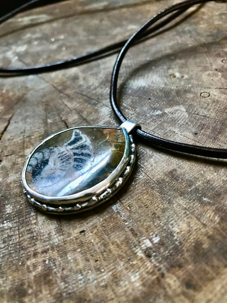 Alaskan Ammonite Sterling Silver Pendant Necklace - Jewelry