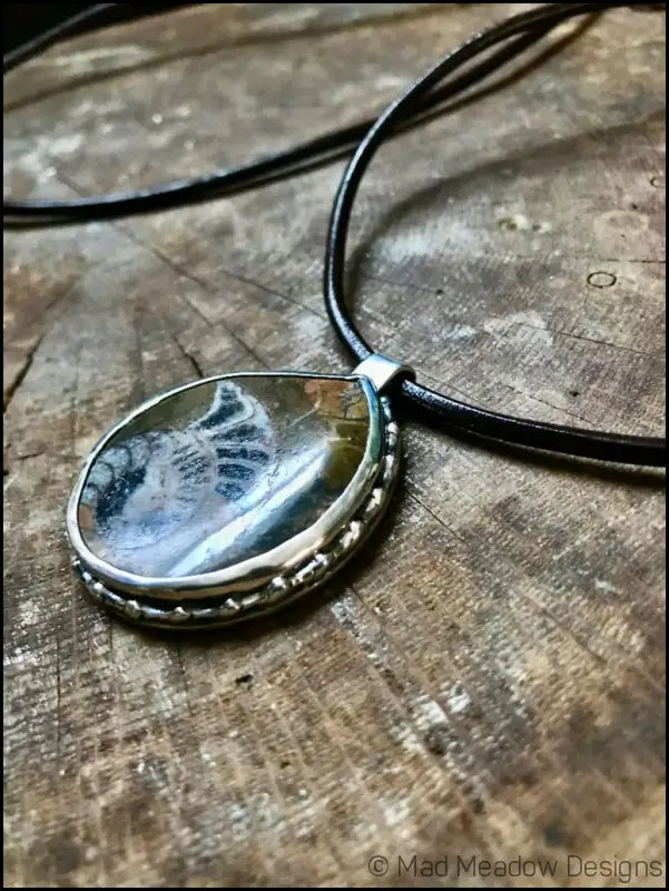 Alaskan Ammonite Sterling Silver Pendant Necklace - Jewelry
