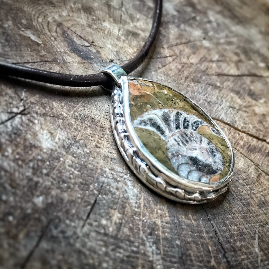 Alaskan Ammonite Sterling Silver Pendant Necklace - Jewelry