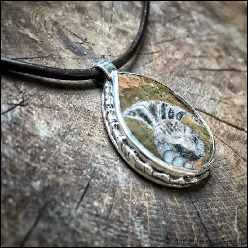 Alaskan Ammonite Sterling Silver Pendant Necklace - Jewelry