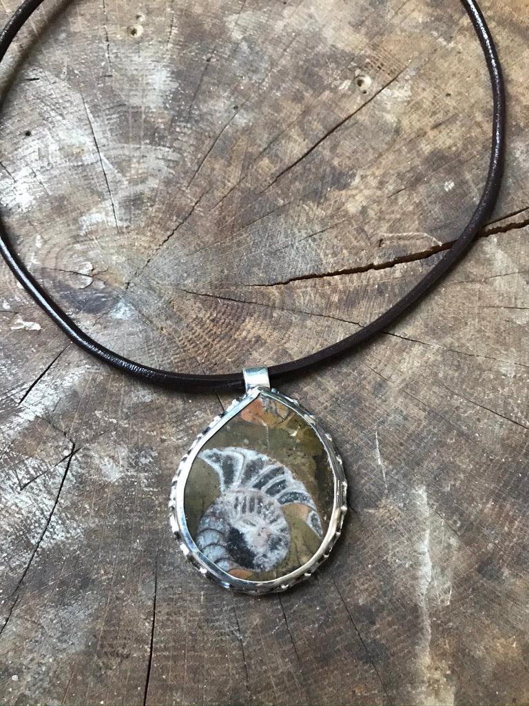 Alaskan Ammonite Sterling Silver Pendant Necklace - Jewelry