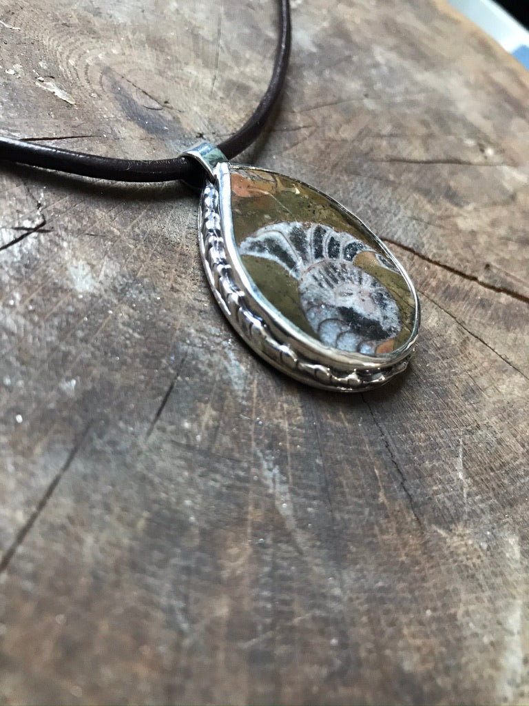 Alaskan Ammonite Sterling Silver Pendant Necklace - Jewelry