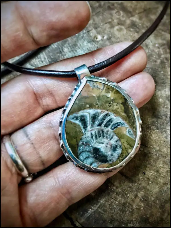 Alaskan Ammonite Sterling Silver Pendant Necklace - Jewelry