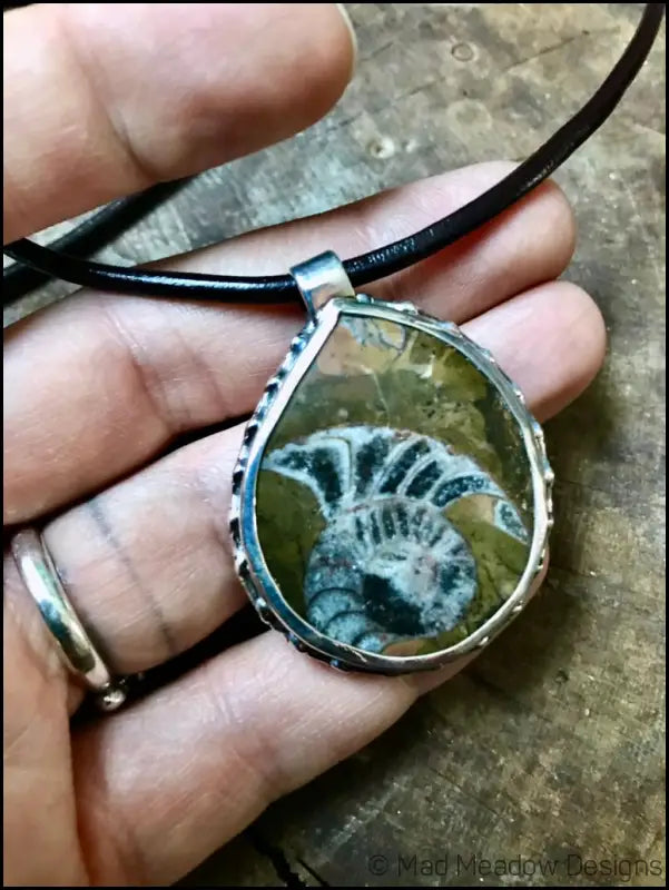 Alaskan Ammonite Sterling Silver Pendant Necklace - Jewelry