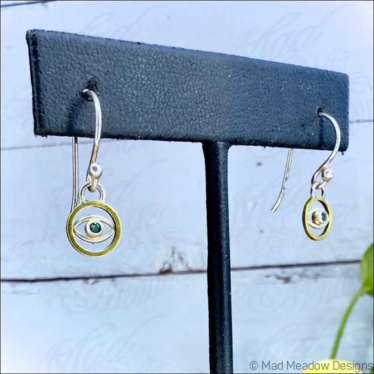 Alexandrite Evil Eye Sterling Silver and Brass Earrings - Jewelry