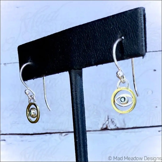 Alexandrite Evil Eye Sterling Silver and Brass Earrings - Jewelry