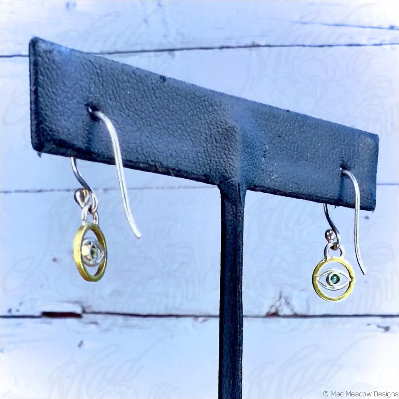 Alexandrite Evil Eye Sterling Silver and Brass Earrings - Jewelry