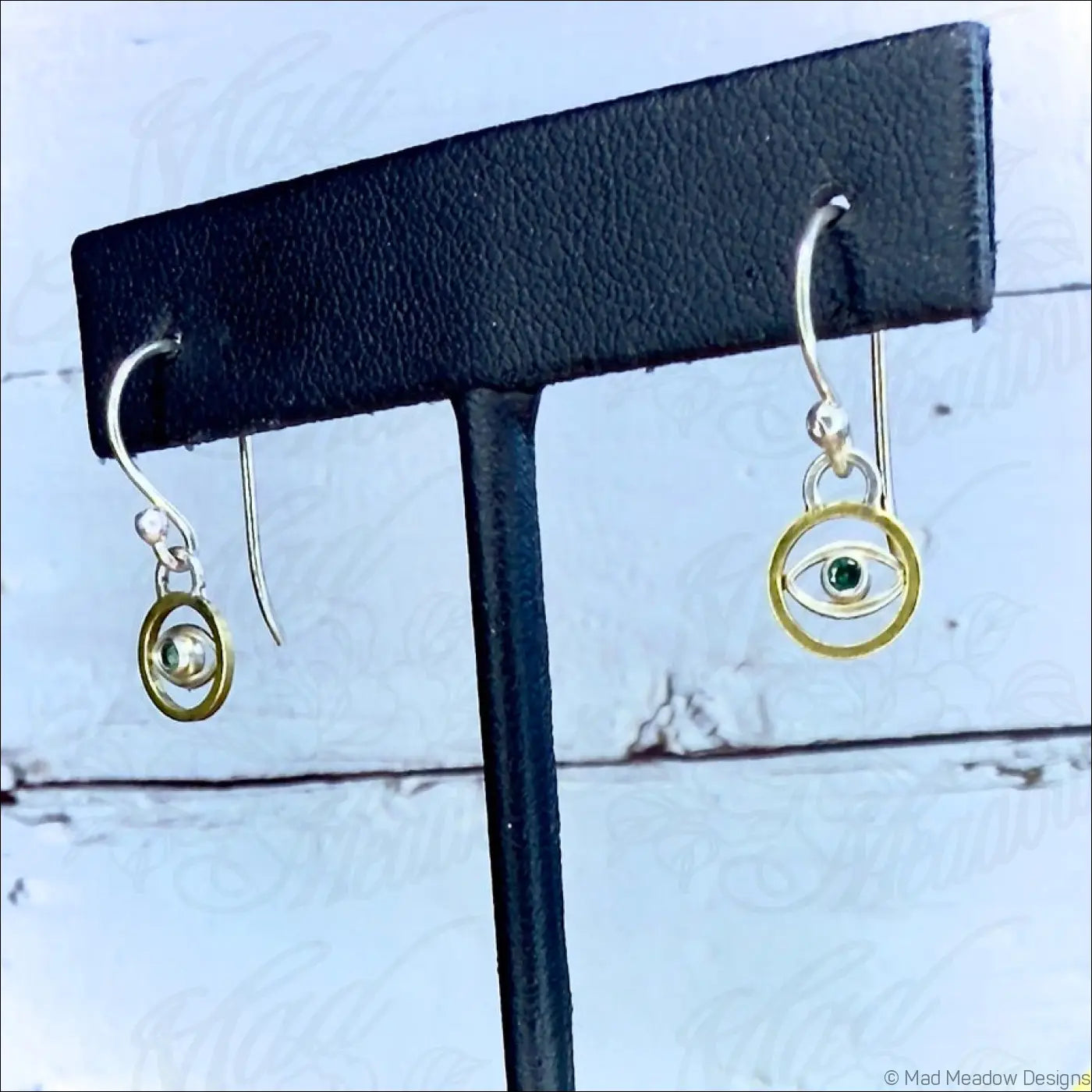Alexandrite Evil Eye Sterling Silver and Brass Earrings - Jewelry