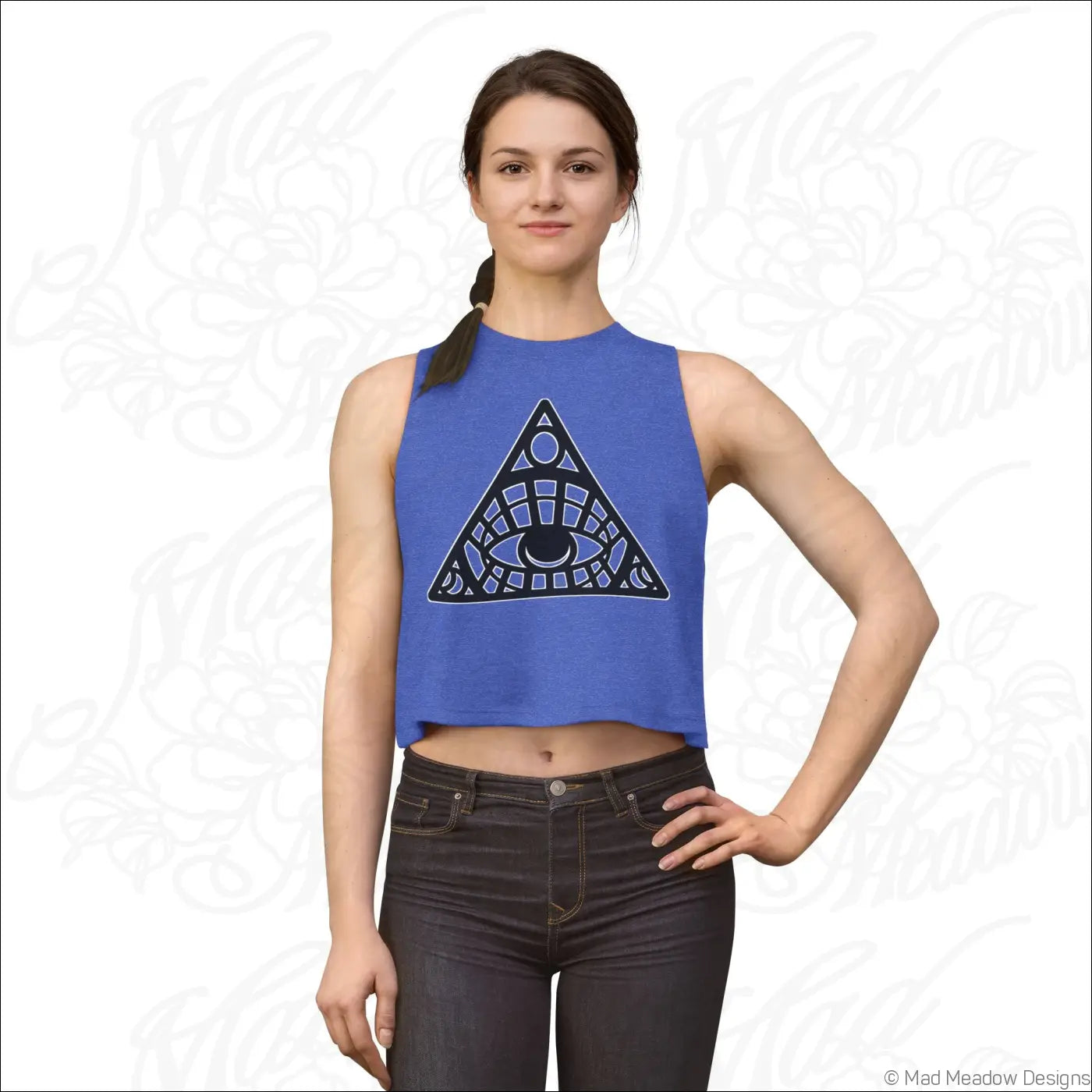 All-Seeing Eye Triangle Crop Top, Mystical Graphic Women’s Tank - Tank Top
