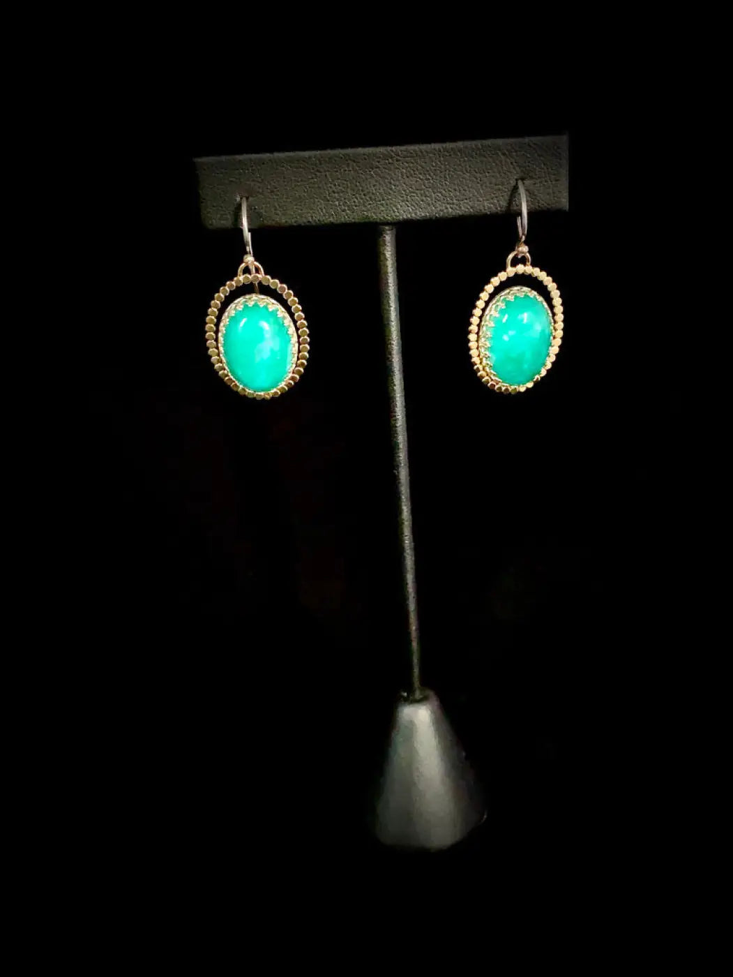 Amazonite Sterling Silver Halo Dangle Earrings with Turquoise and Silver Design