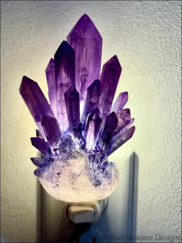 Amethyst Crystal 3D Printed Resin Wall Night Light - Light