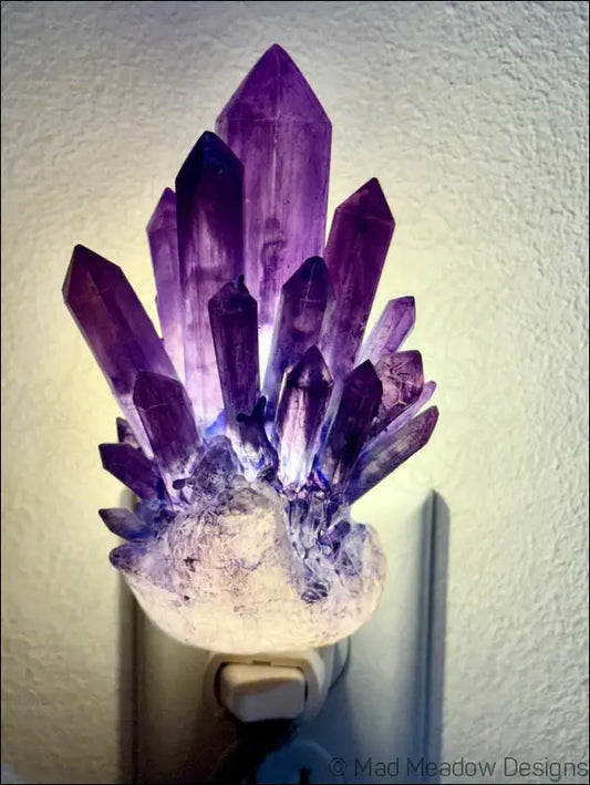 Amethyst Crystal 3D Printed Resin Wall Night Light - Light
