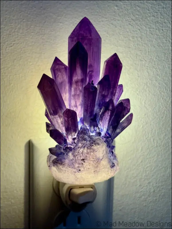 Amethyst Crystal 3D Printed Resin Wall Night Light - Light
