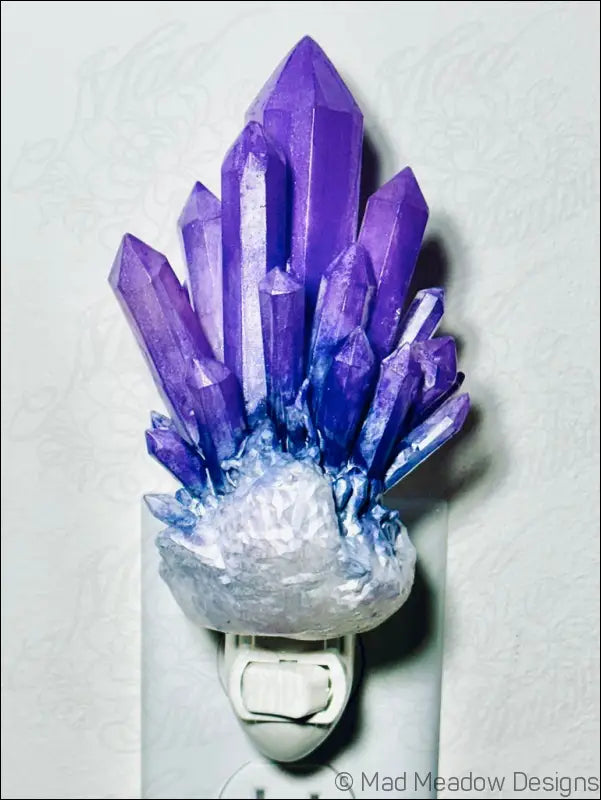Amethyst Crystal 3D Printed Resin Wall Night Light - Light