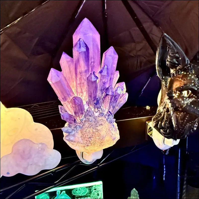 Amethyst Crystal 3D Printed Resin Wall Night Light - Light