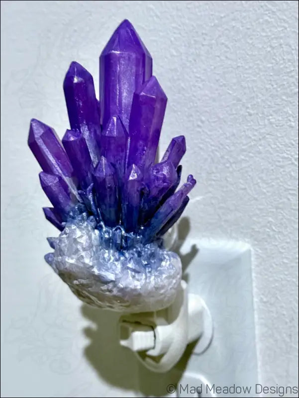 Amethyst Crystal 3D Printed Resin Wall Night Light - Light